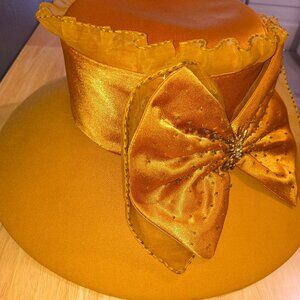 Women’s Fancy Gold Dress Hat | Formal / Church / Derby | One Size